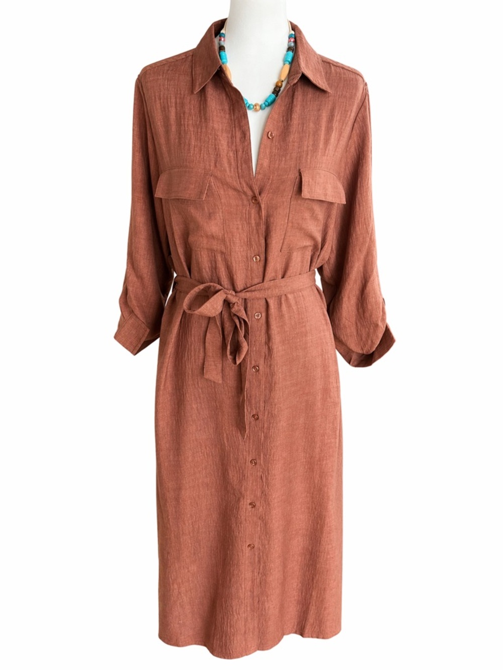 Max Studio London Rust Shirt Dress – Size L